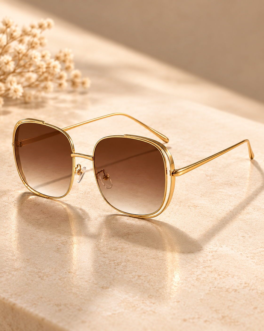 Gold-Frame Fashion Sunglasses