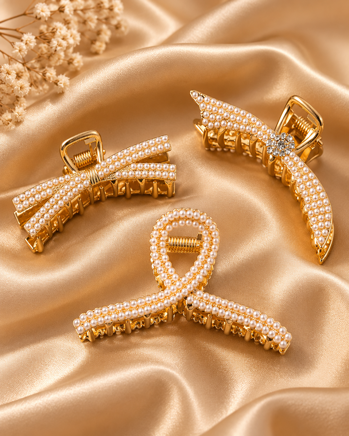 Pearl-Detail Hair Clip Set