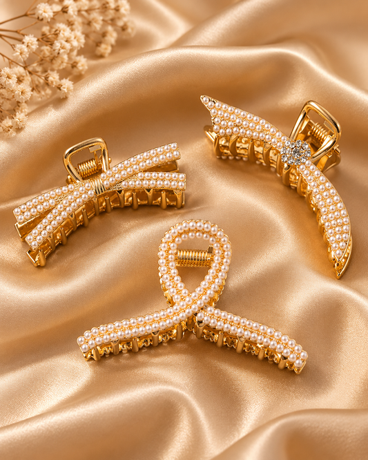 Pearl-Detail Hair Clip Set