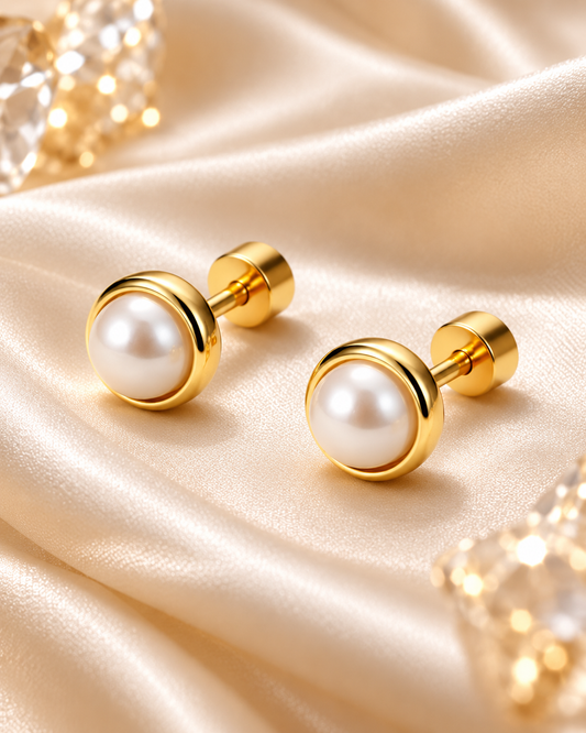 Pearl-Look Stud Earrings